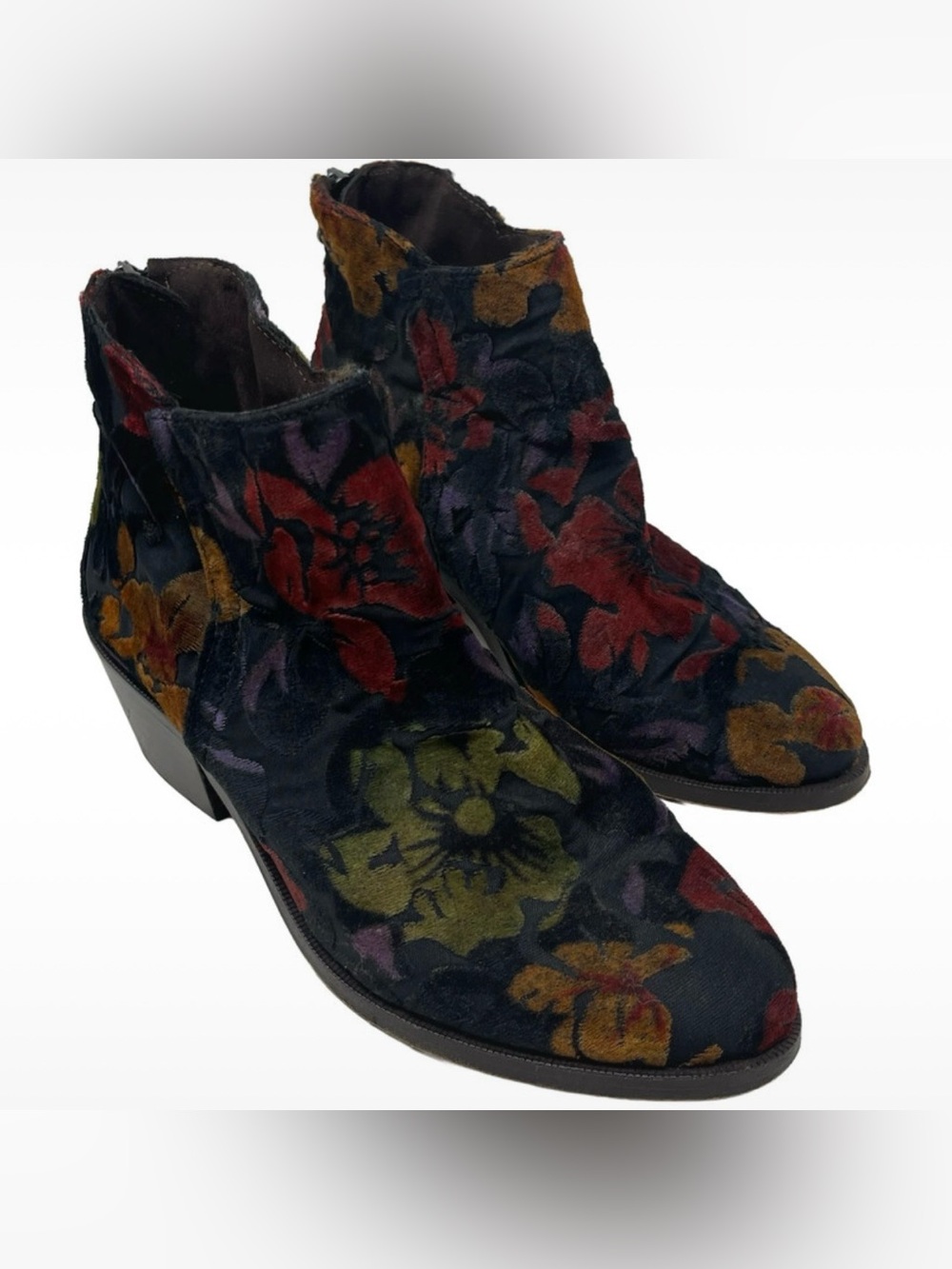 Ethem Anthropologie Multicolor Velvet Floral Ankle Boots Block Heel EU 36/US 5.5